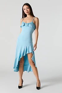 Ruffle Asymmetrical Midi Dress