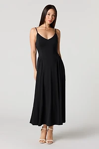 Crepe V-Neck Maxi Dress