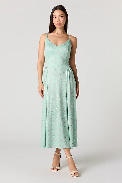 Crepe V-Neck Maxi Dress