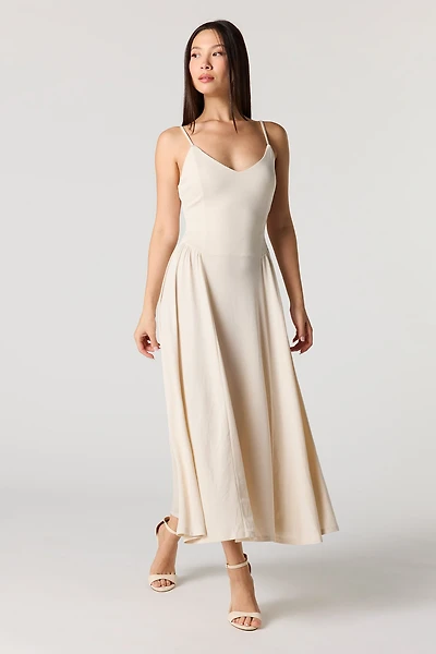 Crepe V-Neck Maxi Dress