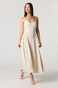 Crepe V-Neck Maxi Dress