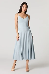 Robe maxi en crêpe avec encolure V