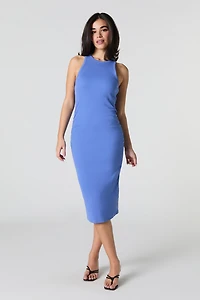 Robe midi côtelée sans manches
