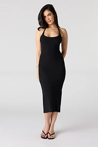 Ribbed Bodycon Halter Dress