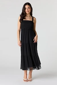 Chiffon Smocked Tiered Midi Dress