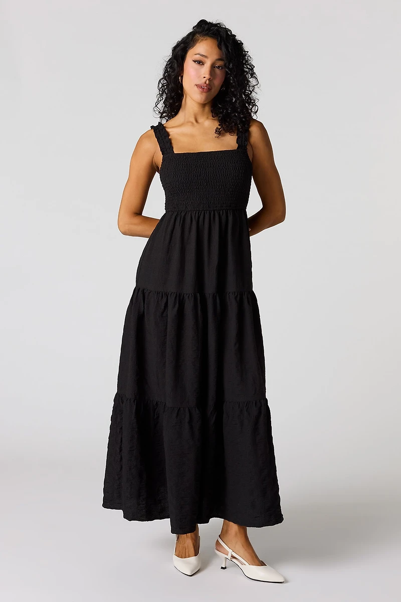 Smocked Ruffle Strap Tiered Maxi Dress