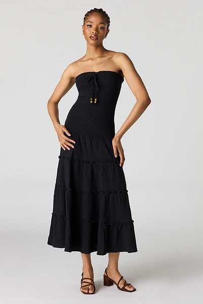 Smocked Tube Midi Dress