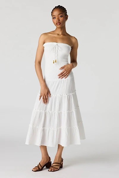 Robe tubulaire midi smockée