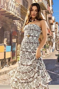 Smocked Tube Midi Dress