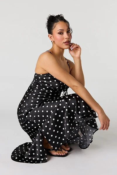 Satin Asymmetrical Maxi Dress
