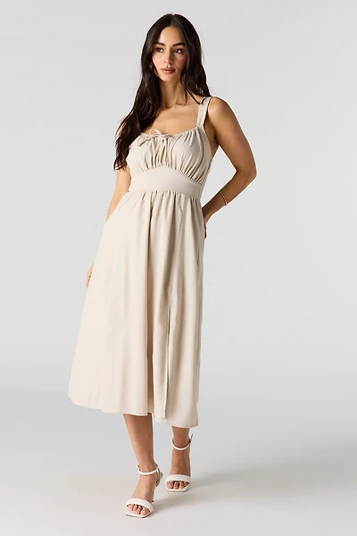 Robe midi en mélange de lin