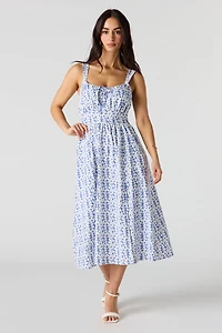 Linen-Blend Midi Dress