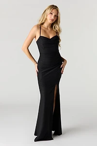 Glitter Swirl Sweetheart Ruched Maxi Dress