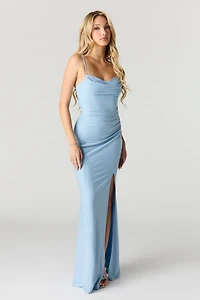 Glitter Swirl Sweetheart Ruched Maxi Dress