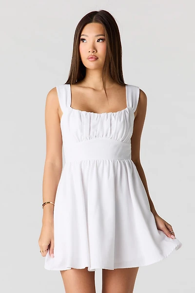 Minirobe trapèxe en mélange de lin