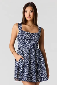 Linen-Blend A-Line Mini Dress
