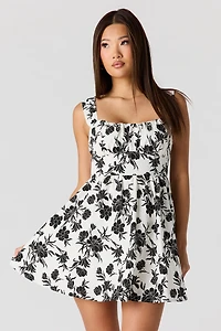 Linen-Blend A-Line Mini Dress