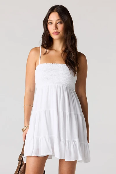 Smocked Tiered Mini Dress