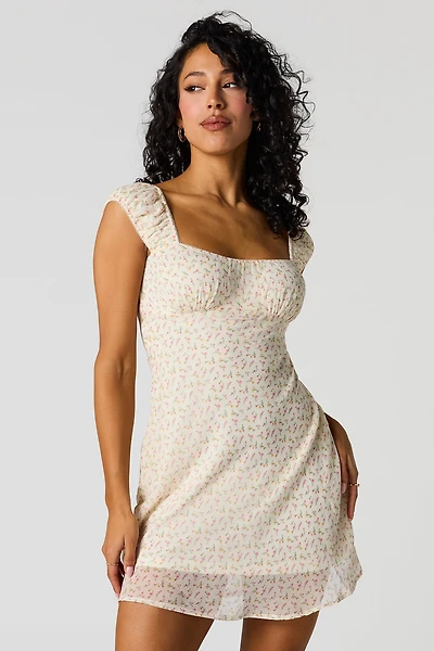 Floral Chiffon Mini Dress