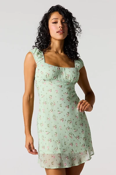 Floral Chiffon Mini Dress
