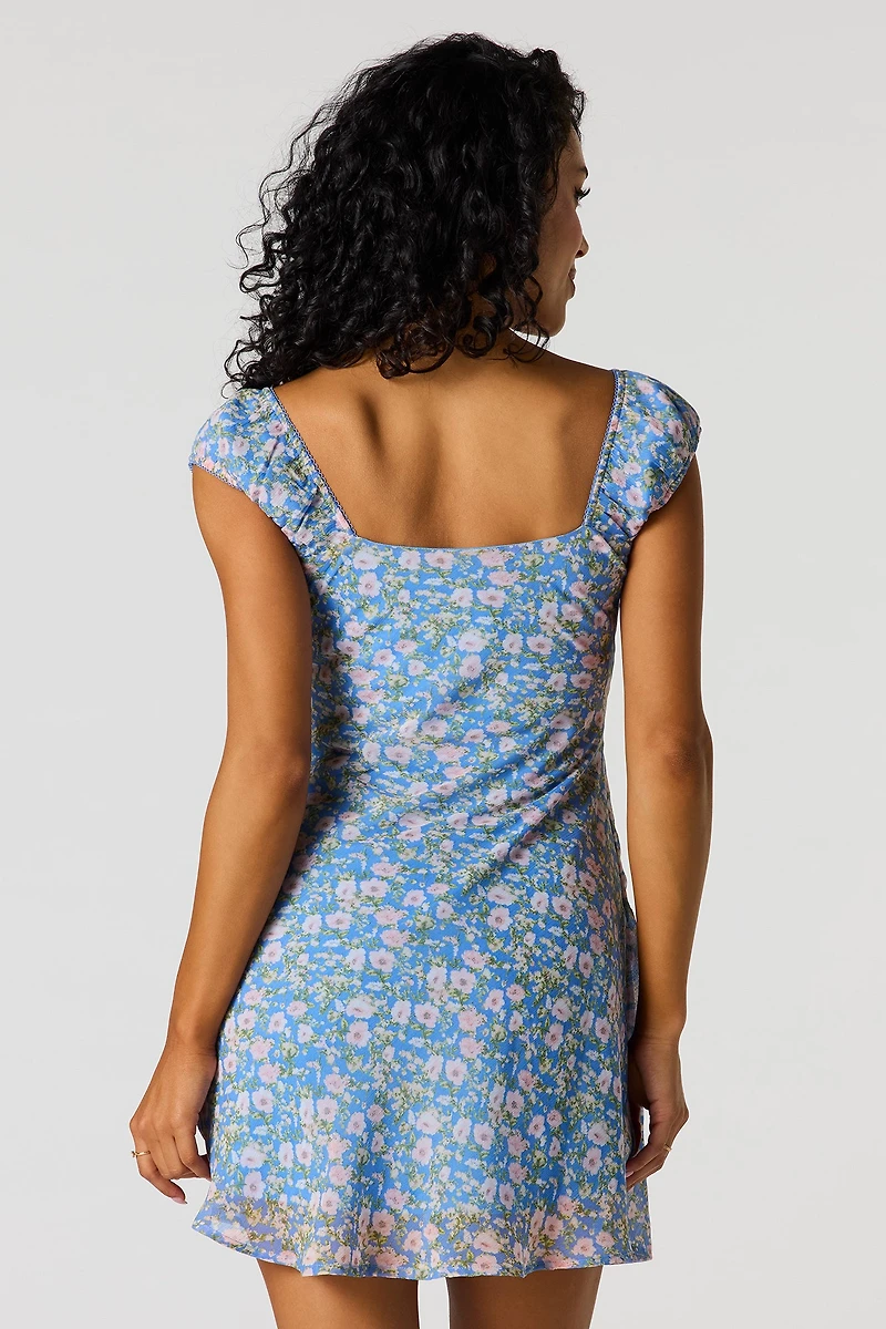 Floral Chiffon Mini Dress