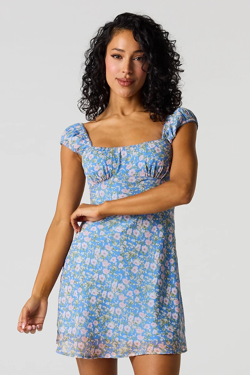 Floral Chiffon Mini Dress