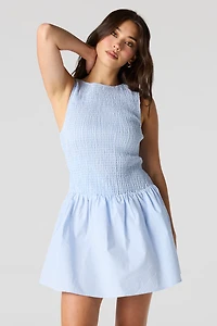 Poplin Smocked Mini Dress