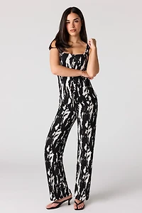 Textured Square Neck Button Front Tank