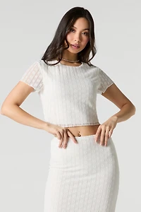Floral Lace Short Sleeve Crop Top