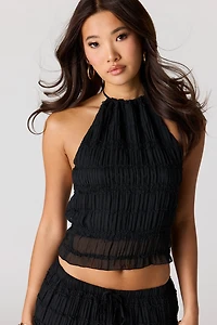 Textured Chiffon Halter Top