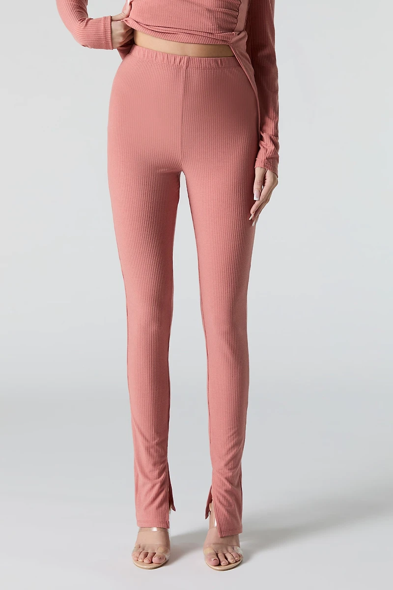 Legging côtelé avec fente