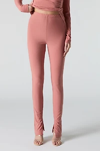 Legging côtelé avec fente
