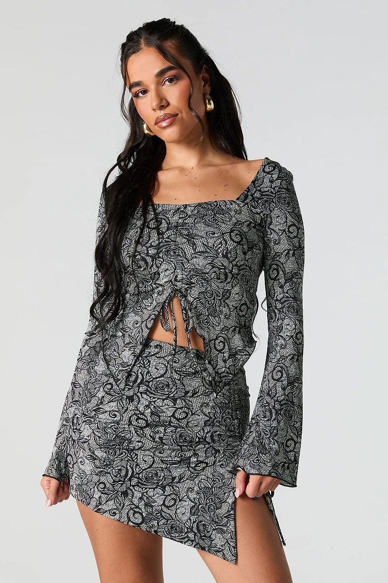 Minijupe asymétrique à taille coulissante