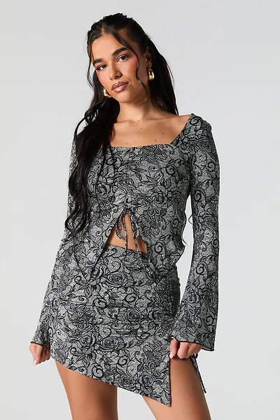 Minijupe asymétrique à taille coulissante