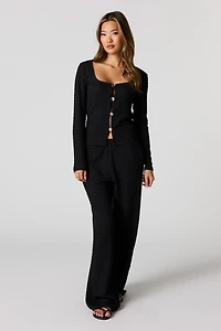 Textured Wide Leg Pant