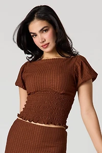 Puckered Puff Sleeve Top