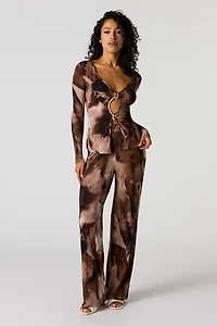 Pantalon à jambe large et taille haute