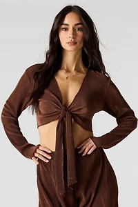 Haut côtelé à manches longues avec attache