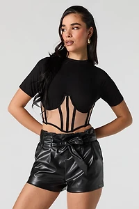 Faux Leather Belted Short