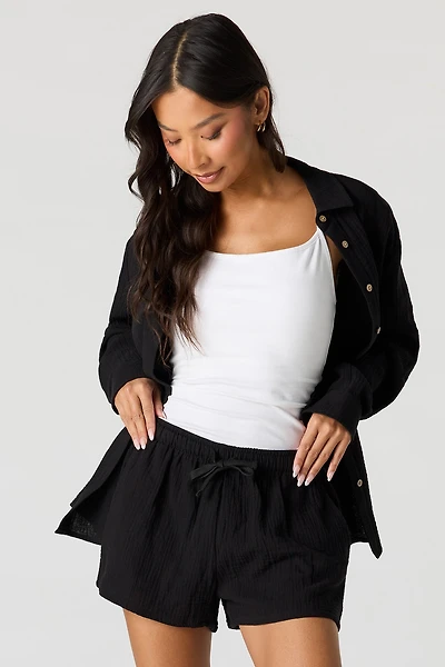 Crinkled Drawstring Short