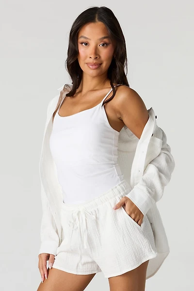 Short froissé à taille coulissante