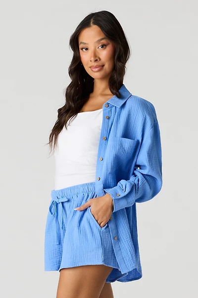 Crinkled Drawstring Short