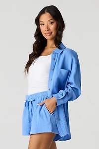 Crinkled Drawstring Short