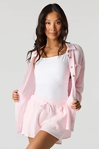 Crinkled Drawstring Short