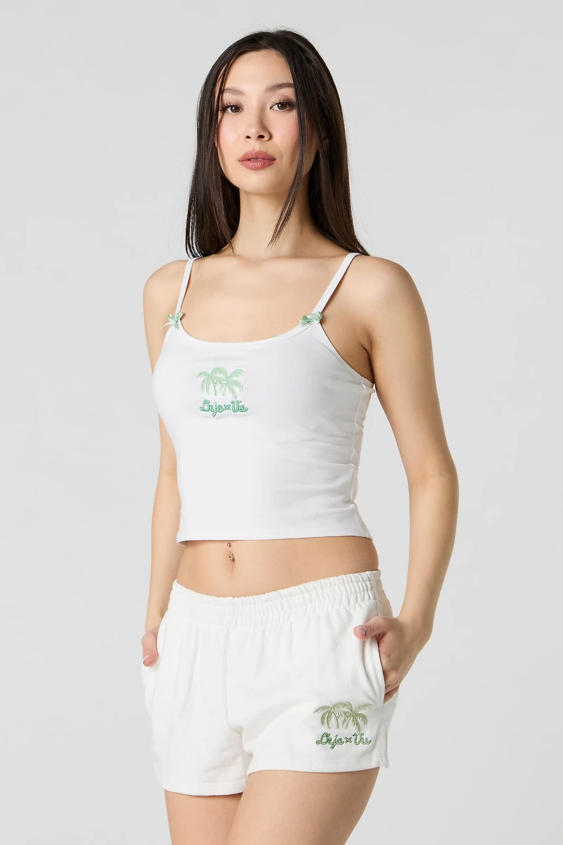Short en molleton avec motif brod