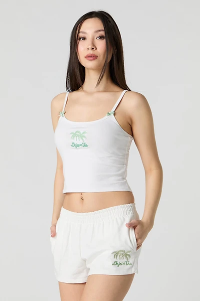 Embroidered Fleece Short