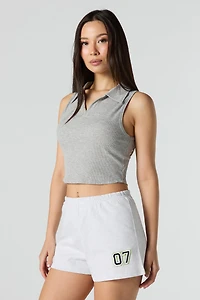 Embroidered Fleece Short