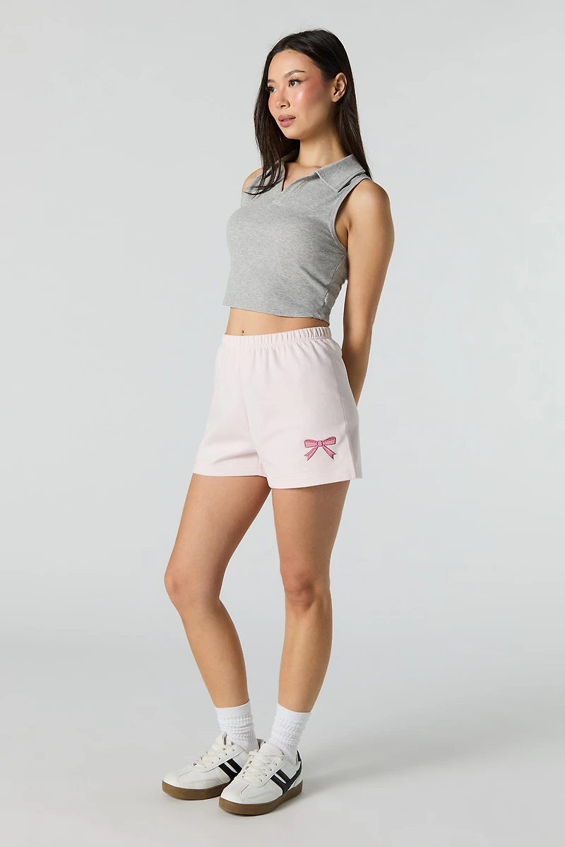 Embroidered Fleece Short