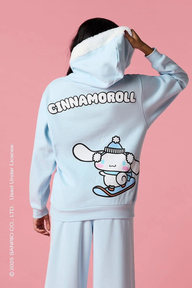 Cinnamoroll™ Puff Print Faux Fur Trim Hoodie
