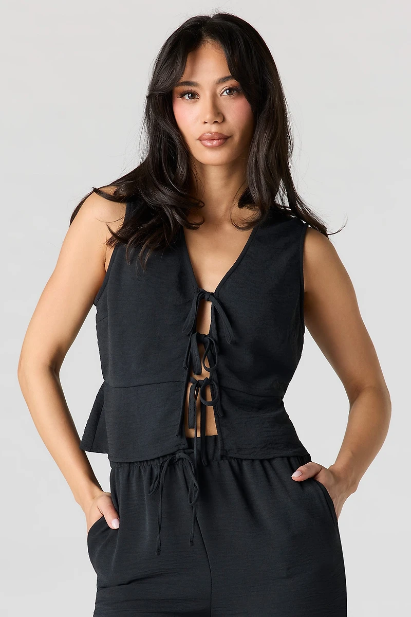 Flowy Self-Tie Front Top